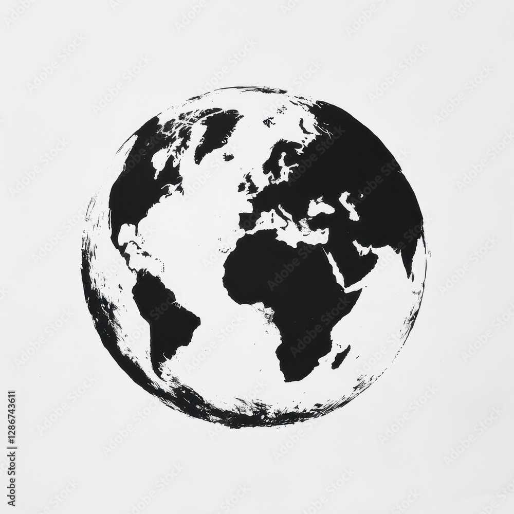 Obraz premium Minimalist black and white earth illustration