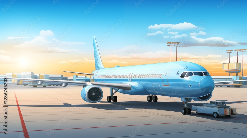 airplane at the airport,A commercial airplane at an airport gate,generative ai illustration airplane at the airport,A commercial airplane at an airport gate,generative ai illustration
