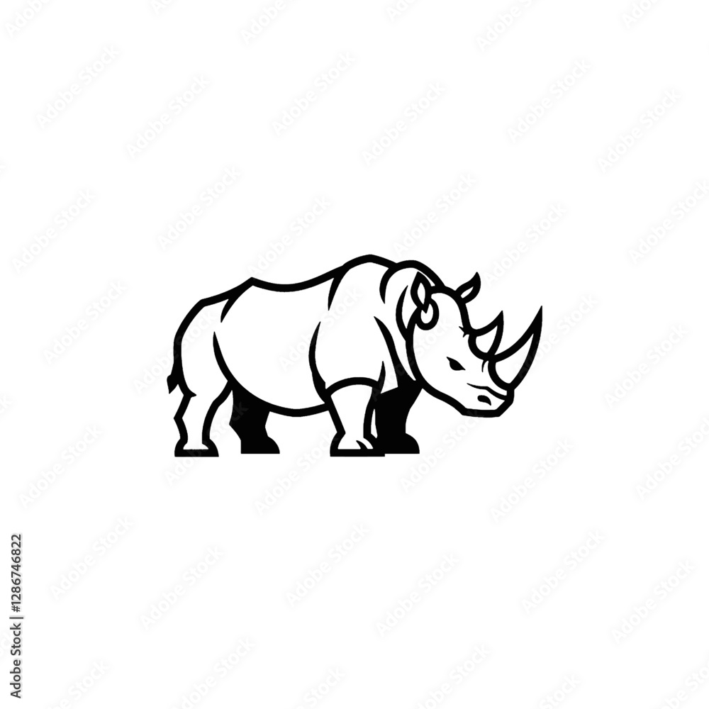 Fototapeta premium Rhinoceros Vector Logo Design