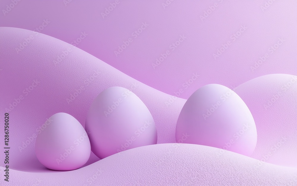 Fototapeta premium Easter Violet 3d background minimalistic mockup with space for text