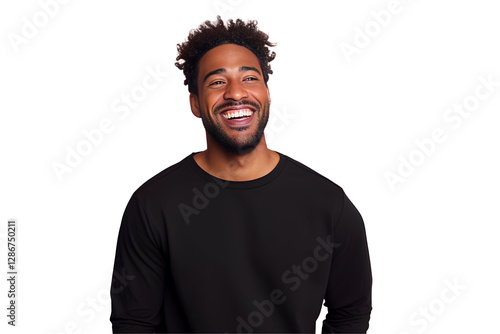 Portrait of a young man smiling at the camera isolated on white transparent background, png