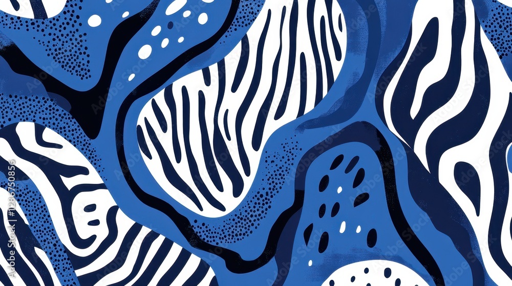 Vibrant blue and white abstract pattern design