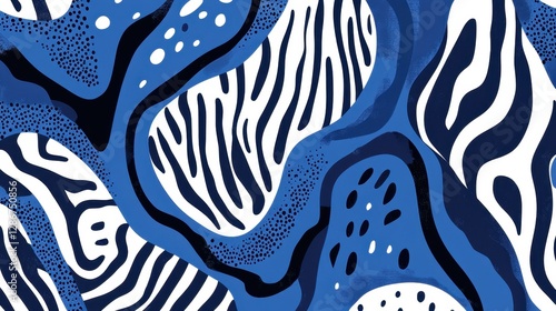 Obraz na płótnie Vibrant blue and white abstract pattern design w salonie