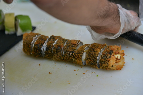 fabrication, découpé de sushis