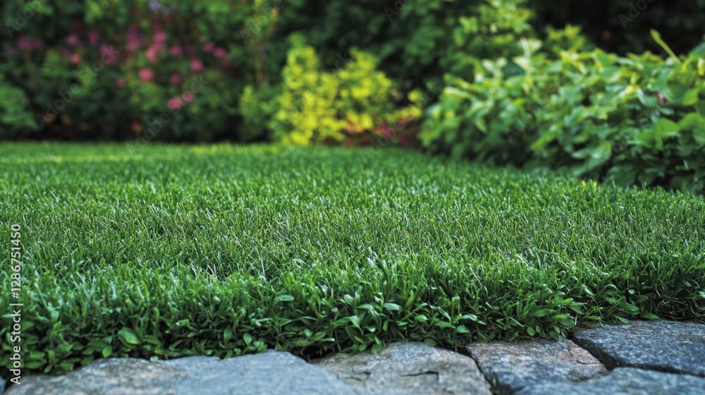Vibrant green grass carpet in full view