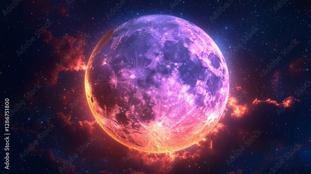 Fototapeta premium Stunning Cosmic Moon in Vibrant Colors