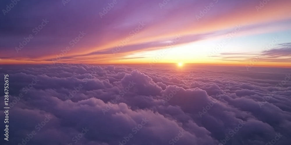 Vibrant sunset sky with ethereal clouds
