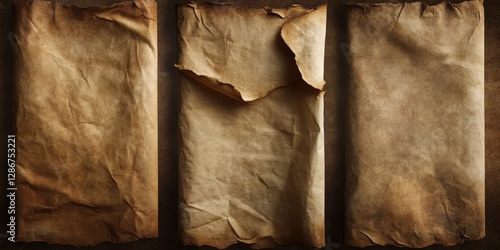 Obraz na płótnie Vintage aged parchment papers on display w salonie