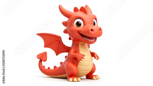 Cartoon little red dragon fantasy adventure