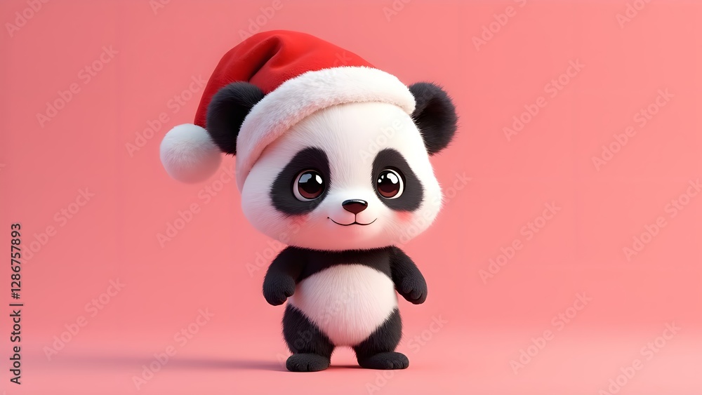 Naklejka premium Sweet wishes of Christmas panda