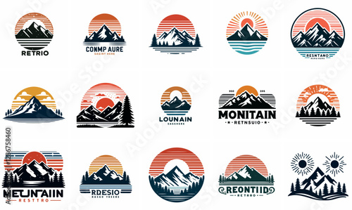 A Bulk Set of Mountain Trekking T Shirt Design Vector Set