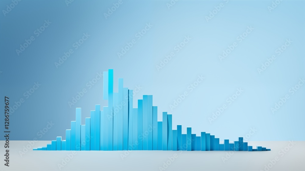 Obraz premium Bankrupt business chart on the left, pale blue background,generative ai illustration