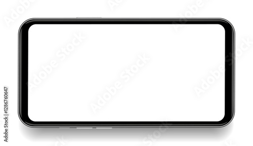 Realistic smartphone mockup. Mobile phone vector with isolated on white background. Device front view. 3D mobile phone with shadow. Realistic, high quality smart phone mockup for ui ux presentation.