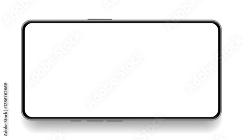 Realistic smartphone mockup. Mobile phone vector with isolated on white background. Device front view. 3D mobile phone with shadow. Realistic, high quality smart phone mockup for ui ux presentation.