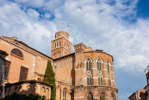 Beautiful Frari Basilica gothic apse and medieval bell tower in Venice historical center photo