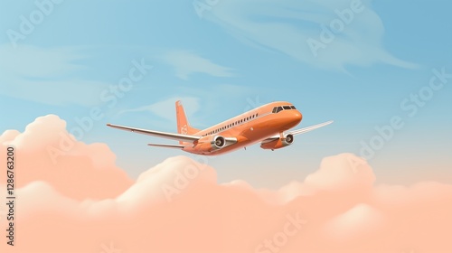 airplane flying over the clouds,A modern airplane flying high,generative ai illustration