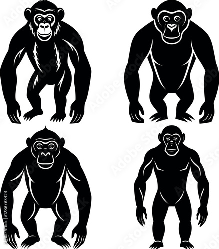 Minimalist Bonobo Silhouette Vector Clean & Bold Design.