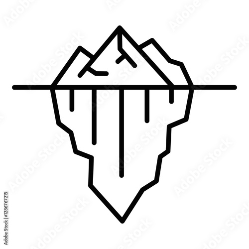 Iceberg vector icon for climate, nature, and environmental themes. Editable stroke.