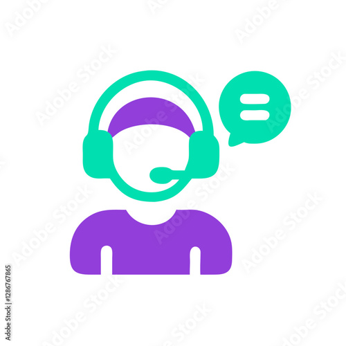 Support representative communicating via headset, efficient assistance