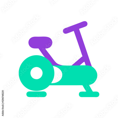 Stylized exercise bike illustration, fitness and health concept