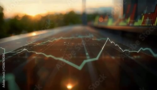 a financial chart showing fluctuations, implying market volatility.
