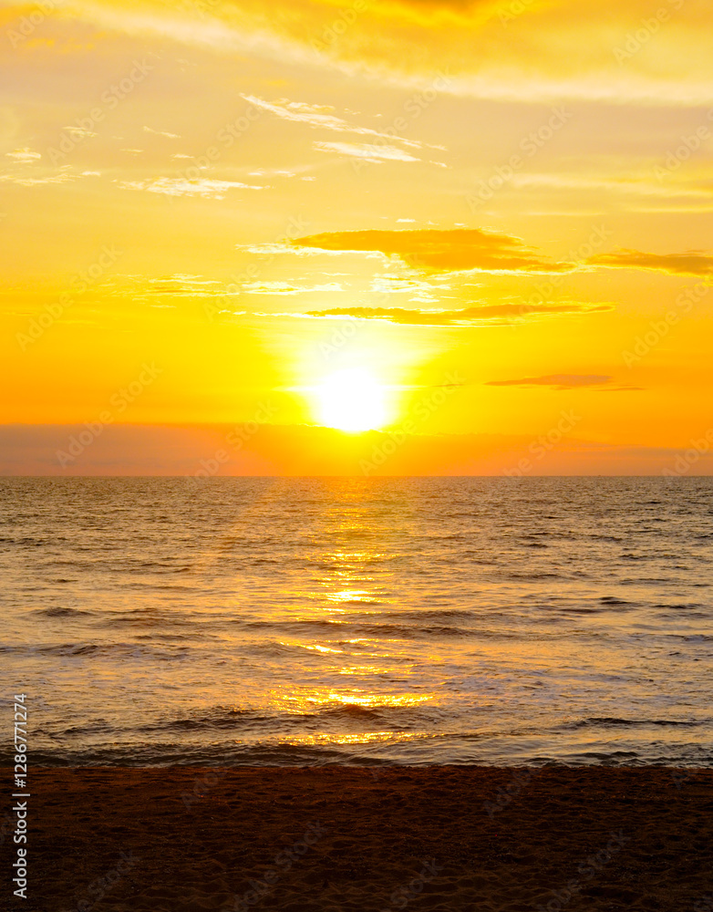Sea and bright sunset. Concept - vacation and travel. Sea and bright sunset. Concept - vacation and travel.