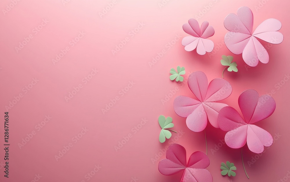 Naklejka premium Saint Patrick Day Hot Pink 3d background minimalistic mockup with space for text