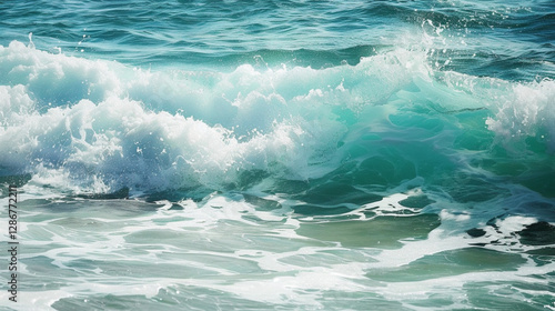 Churning sea currents with white froth and swirling liquid textures