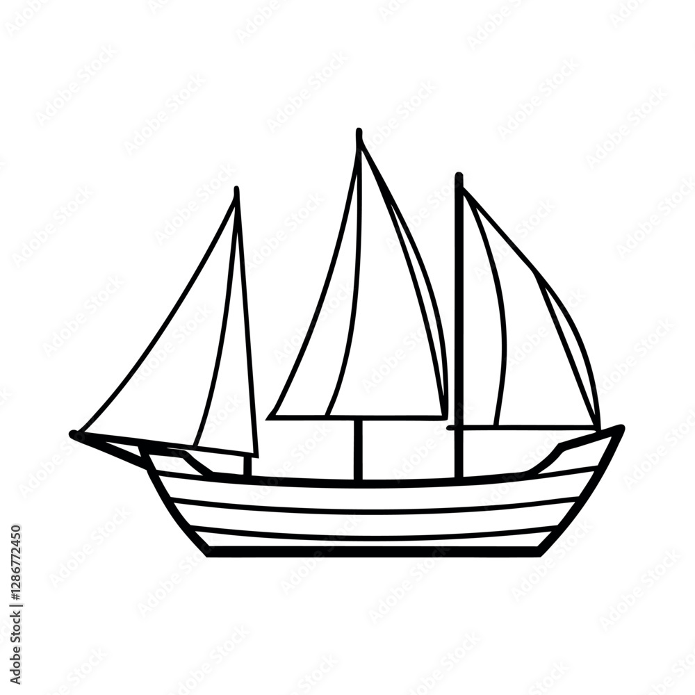 Lugger Outline Vector for Stickers and Merchandise