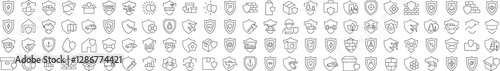 Defence, Insurance, Protection Modern Outline Style Icons for Design, Cards, Apps, Social Networks