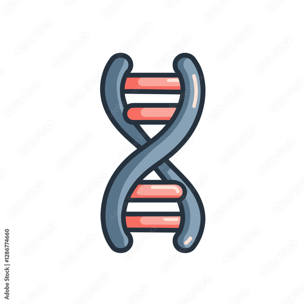 Illustration of a stylized DNA double helix strand representing genetic code biological research and the fundamental building blocks of life Illustration of a stylized DNA double helix strand representing genetic code biological research and the fundamental building blocks of life