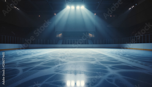 Obraz na płótnie Empty ice rink with dramatic lighting in sports arena w salonie
