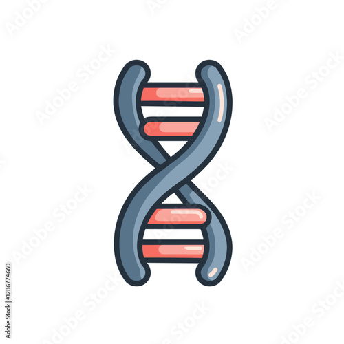 Illustration of a stylized DNA double helix strand representing genetic code biological research and the fundamental building blocks of life