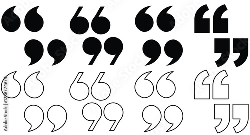 Quotes quotation marks black vector icon set.  eps10