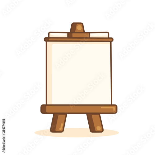 A cute minimalist illustration of a blank art easel ready for painting or drawing presented in a flat icon style