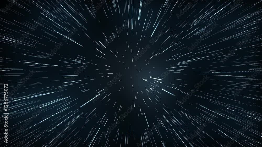 Abstract hyperspace jump light speed animation with ligth warp and glow effect, concepts, ideas, 4k