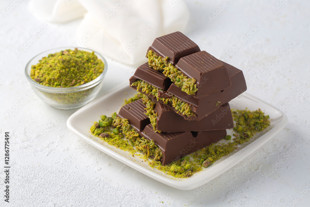 Dubai chocolate, milk chocolate filled with peanut butter and kunefe