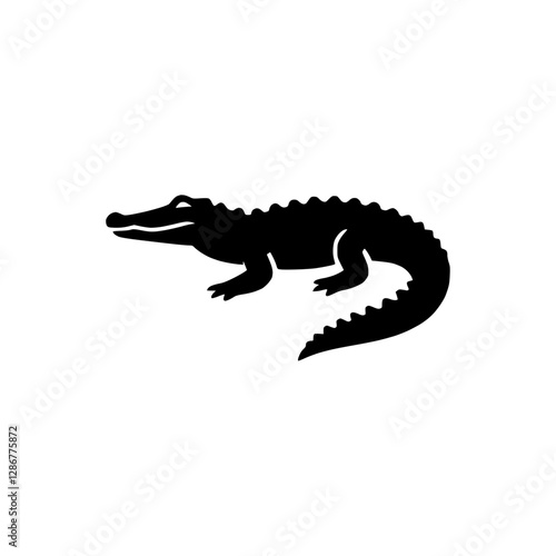 Crocodile icon, black silhouette representing a reptile