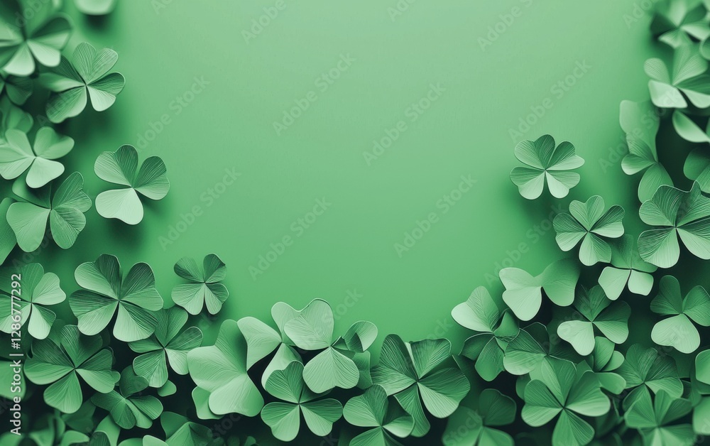 Saint Patrick Day spruce 3d background minimalistic mockup with space for text Saint Patrick Day spruce 3d background minimalistic mockup with space for text