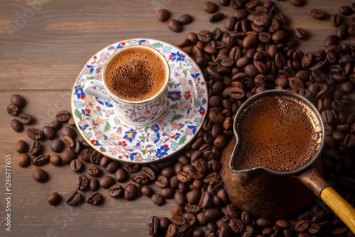 Obraz na płótnie Traditional delicious Turkish coffee or Greek coffee w salonie
