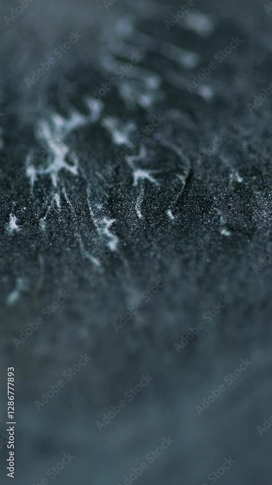 Vertical video. Ink glitter. Defocused fluid. Liquid gray paint art. Black mixed white particles texture emulsion flows acryl shiny waves background. Vertical video. Ink glitter. Defocused fluid. Liquid gray paint art. Black mixed white particles texture emulsion flows acryl shiny waves background.