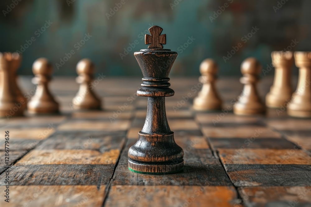 Fototapeta premium Leading strategy concept for successful business competition is depicted through a chess board game that includes space for adding text