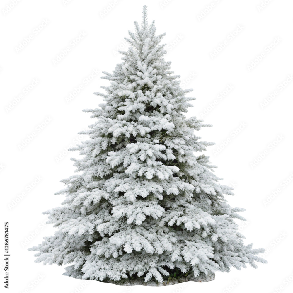 Flocked Christmas tree isolated on transparent background Flocked Christmas tree isolated on transparent background