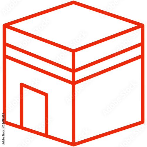 Kaaba Line Color Icon – Islamic Holy Site & Worship Symbol