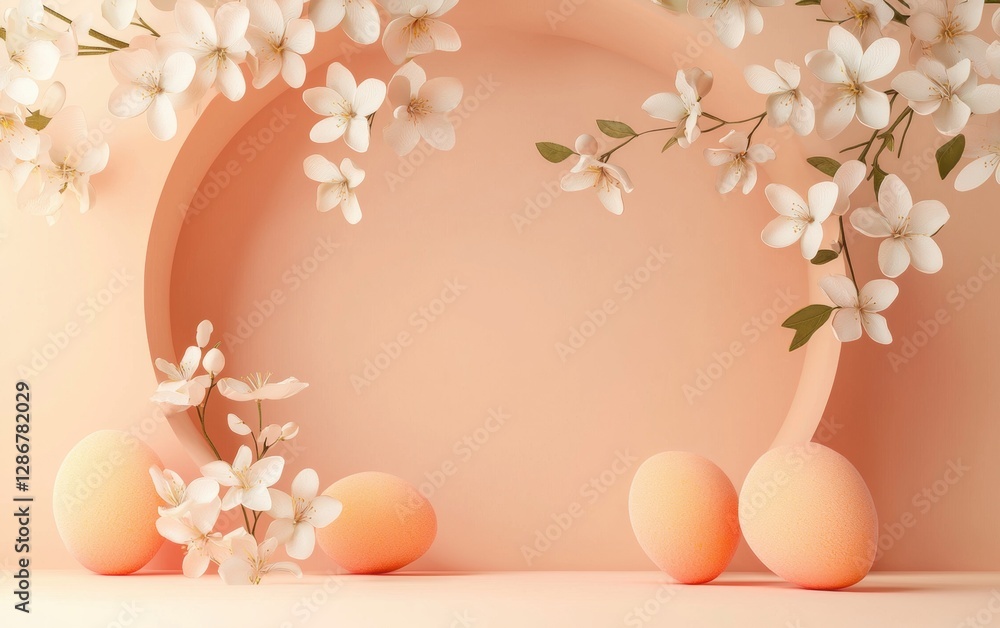Easter Apricot 3d background minimalistic mockup with space for text Easter Apricot 3d background minimalistic mockup with space for text