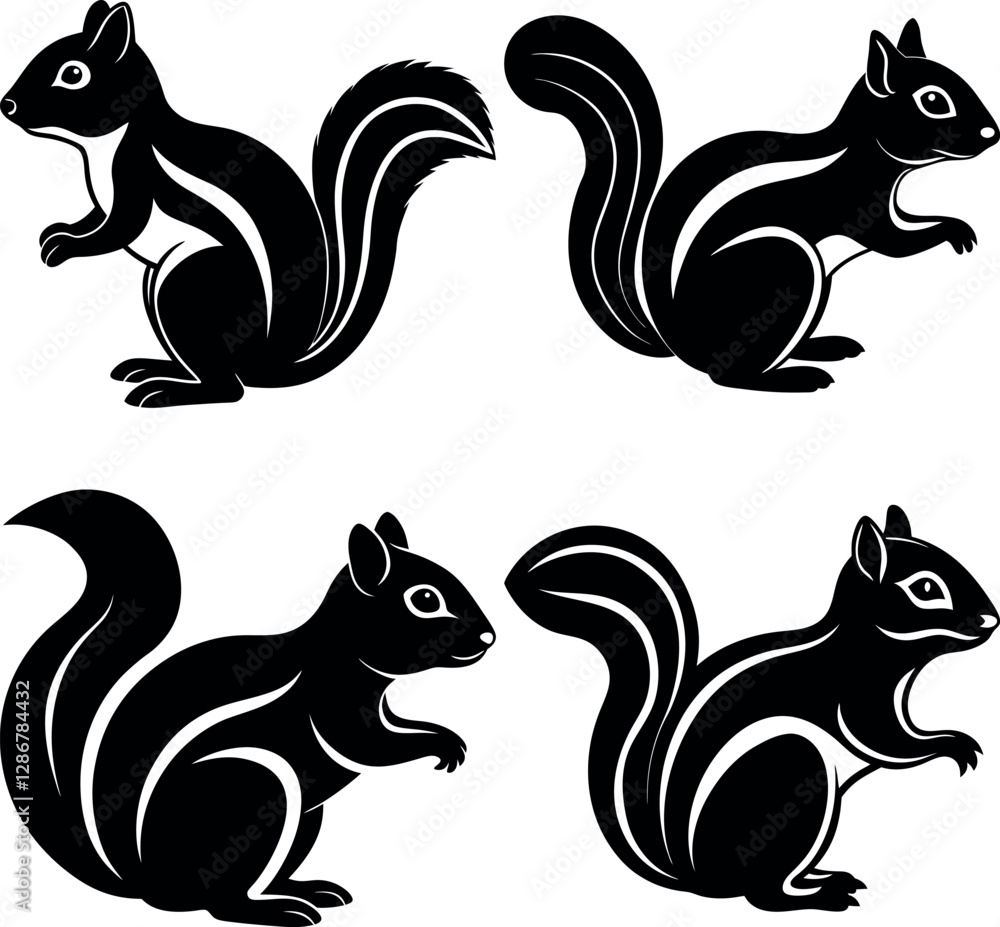 Versatile Chipmunk Silhouette Vector Ideal for Digital & Print Use. Versatile Chipmunk Silhouette Vector Ideal for Digital & Print Use.