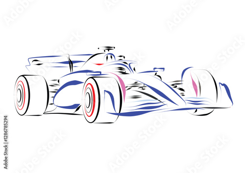 Formula race car linear illustration. Sports car collection for design of fliers, brochures and banners.