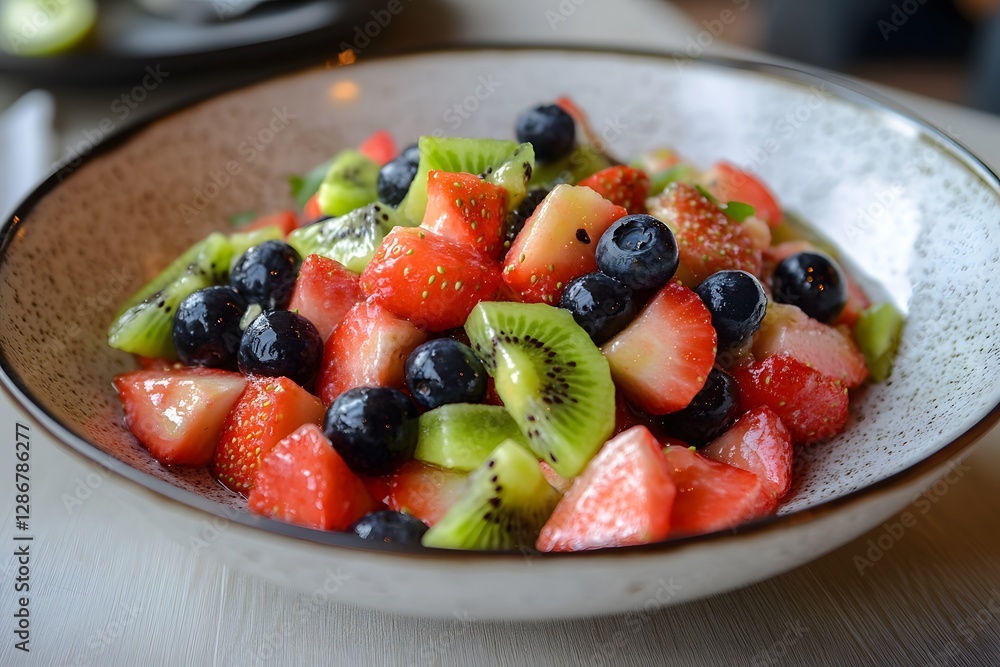 A Vibrant Bowl of Mixed Fruit Salad with Strawberries, Blueberries, Kiwi, and More, Creating a Fresh, Colorful, and Deliciously Healthy Treat for Any Occasion A Vibrant Bowl of Mixed Fruit Salad with Strawberries, Blueberries, Kiwi, and More, Creating a Fresh, Colorful, and Deliciously Healthy Treat for Any Occasion
