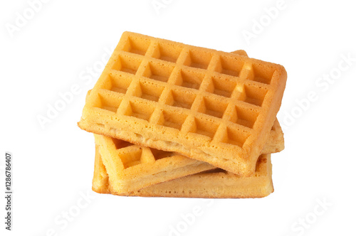 Obraz na płótnie Belgian waffles isolated on a white background w salonie