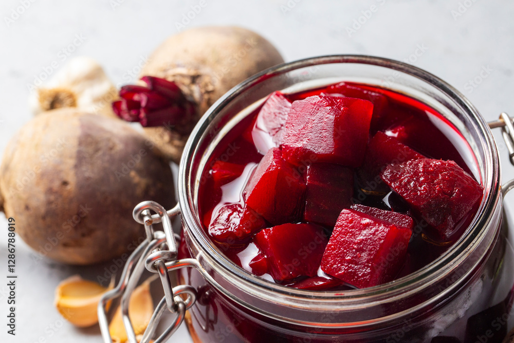Pickled red beet in a bowl